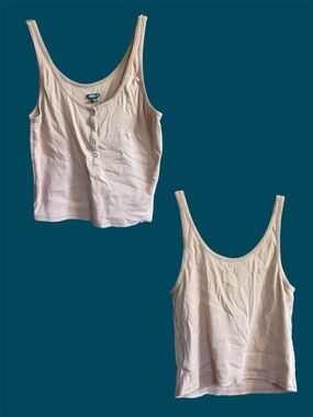 wild fable Ribbed Henley Tank in Light Pink-Beige XL